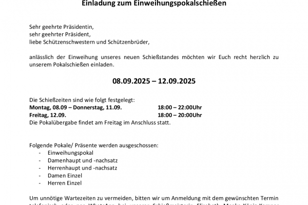 Einweihungspokalschießen